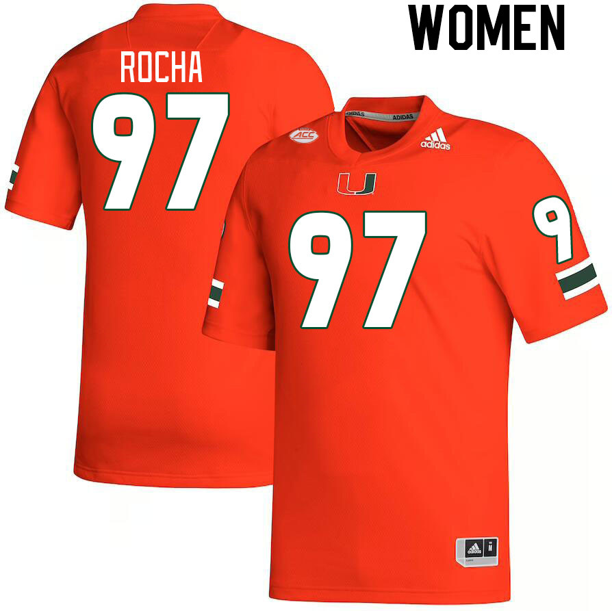 Women #97 Will Rocha Miami Hurricanes College Football Jerseys Stitched-Orange